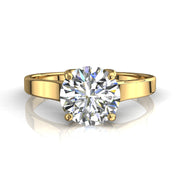 Bague de mariage diamant synthétique rond 1.50 carat or jaune Carina